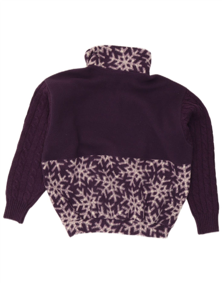 Nordica Womens Oversized Abstract Pattern Fleece Jumper UK 10 Small Purple
