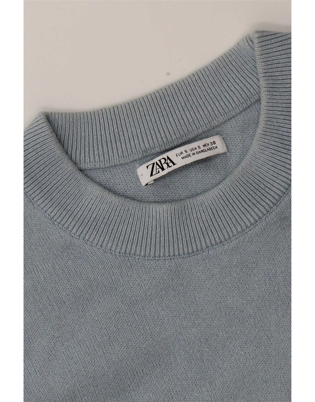 Zara Mens Crew Neck Jumper Sweater Small Blue