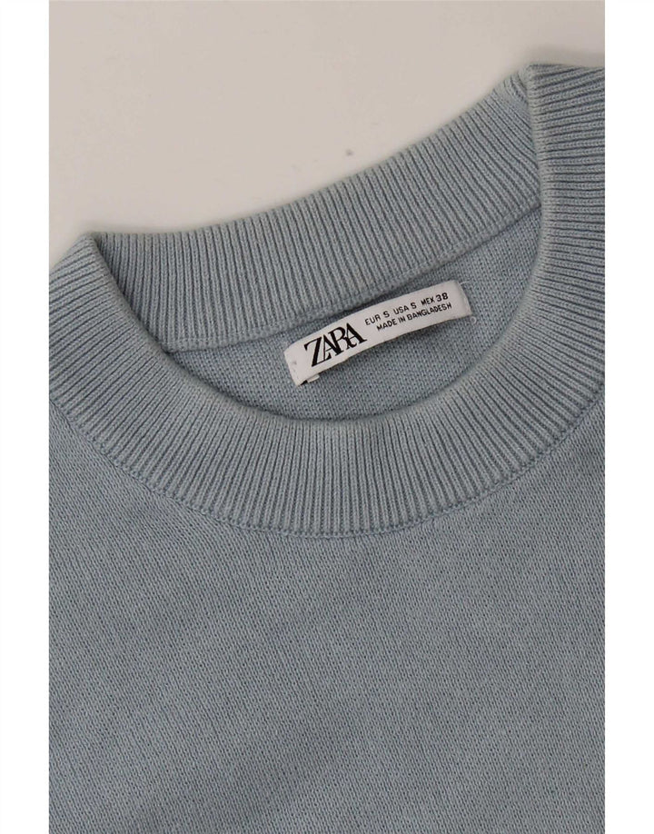 Zara Mens Crew Neck Jumper Sweater Small Blue