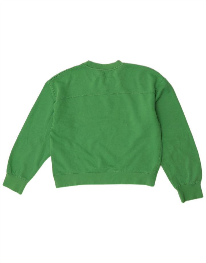 Zara Womens Crop Sweatshirt Jumper UK 14 Medium Green Polyester
