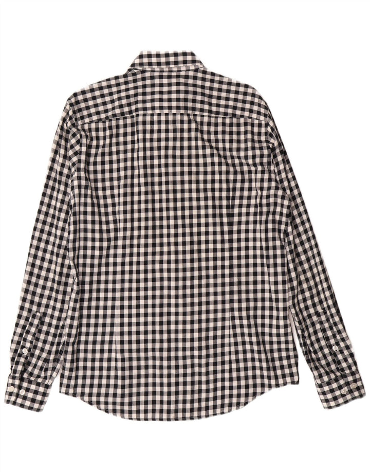HUGO BOSS Mens Slim Fit Flannel Shirt Medium Black Gingham Cotton