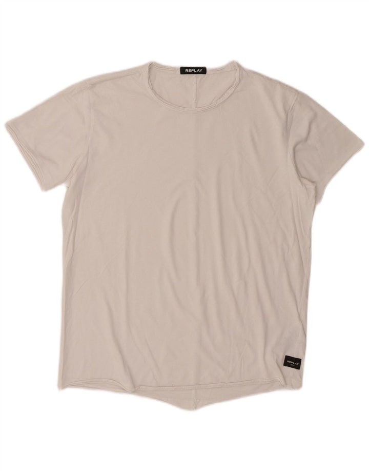 Replay Mens T-Shirt Top Medium White Cotton