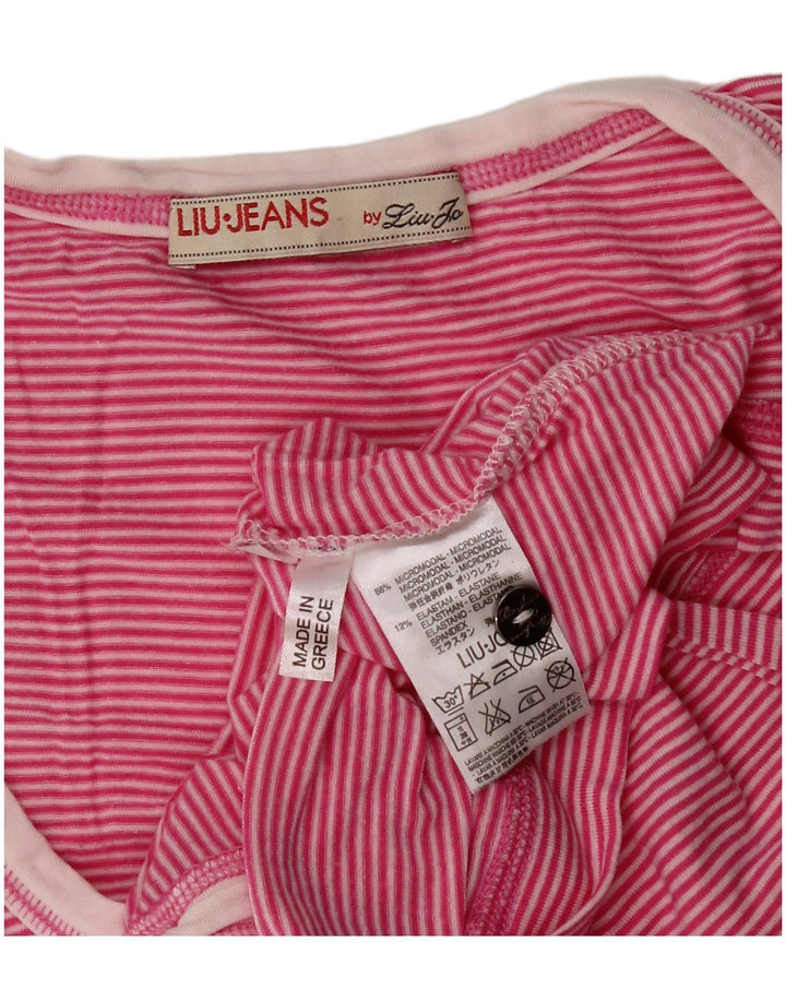Liu Jo Womens Blouse Top UK 8 Small Pink Striped Modal