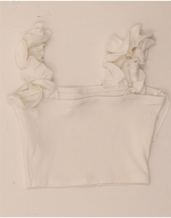 Zara Womens Crop Top UK 12 Medium White Polyester
