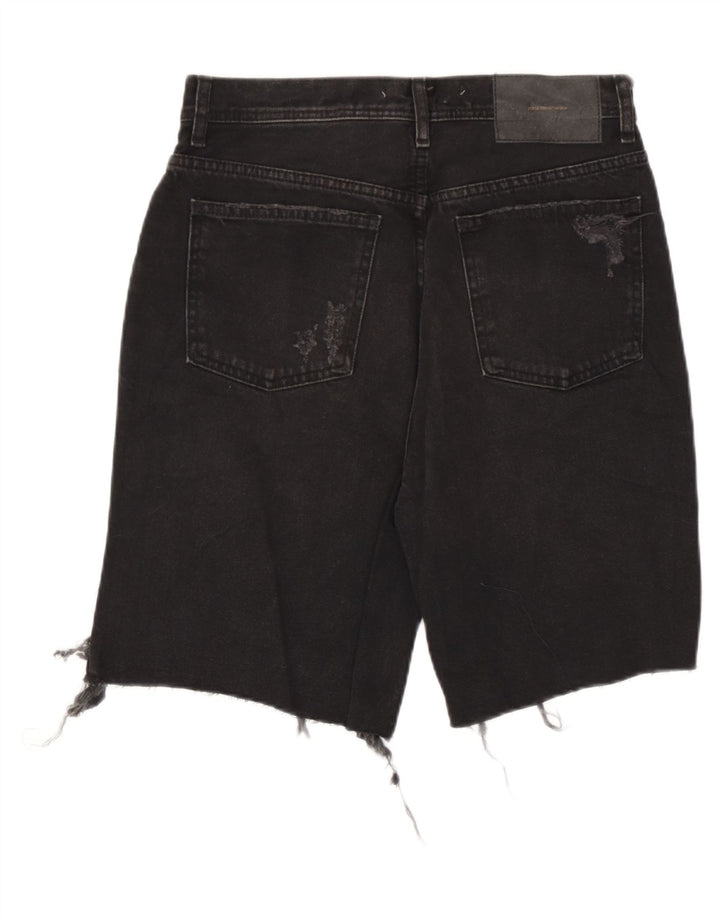 Zara Mens Distressed Denim Shorts EU 38 Small W30 Black