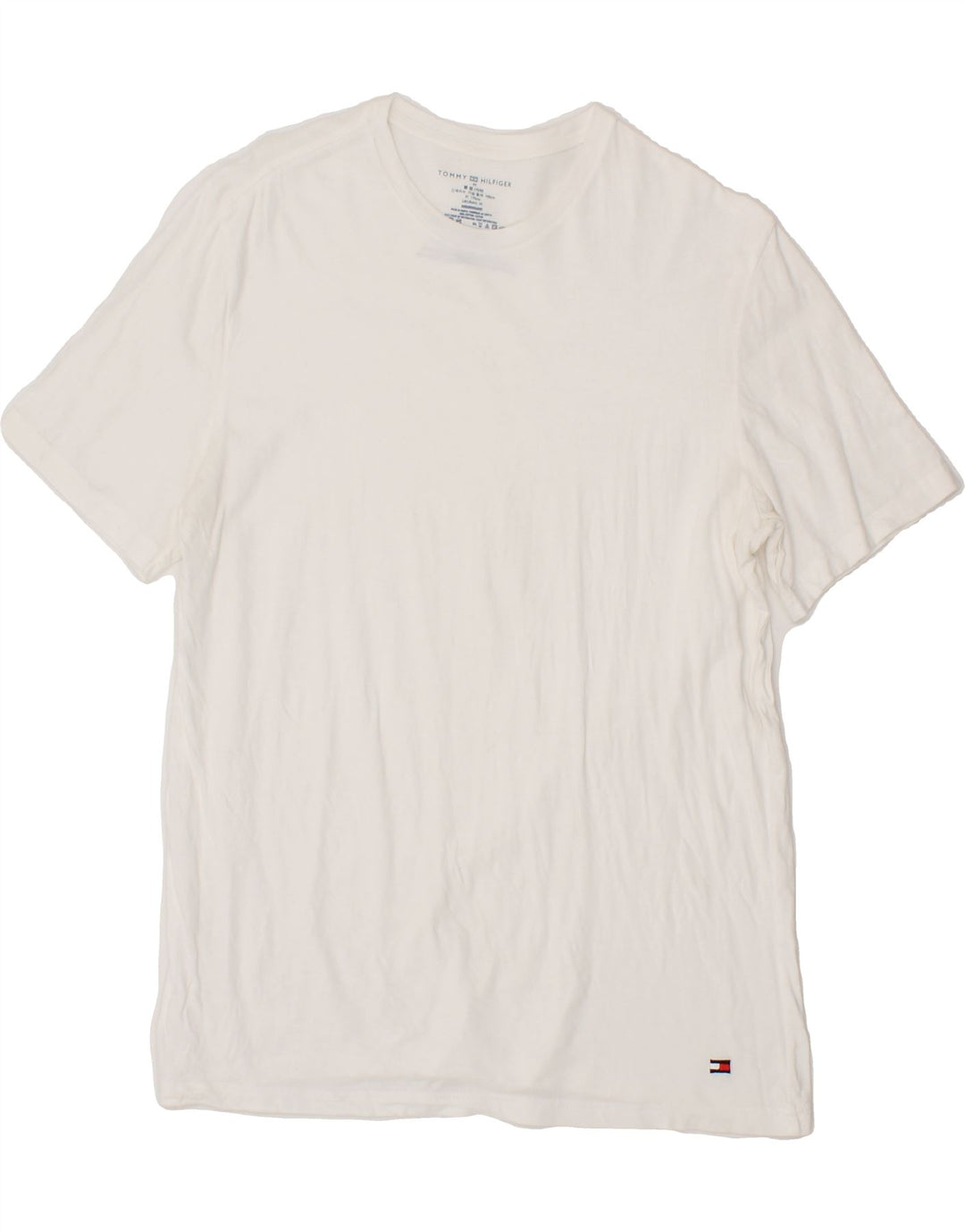 TOMMY HILFIGER Mens T-Shirt Medium White Cotton Vintage Tommy Hilfiger and Second-Hand Tommy Hilfiger from Messina Hembry 