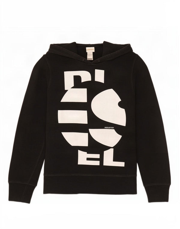 Diesel Mens Graphic Hoodie Jumper Large Black Cotton
