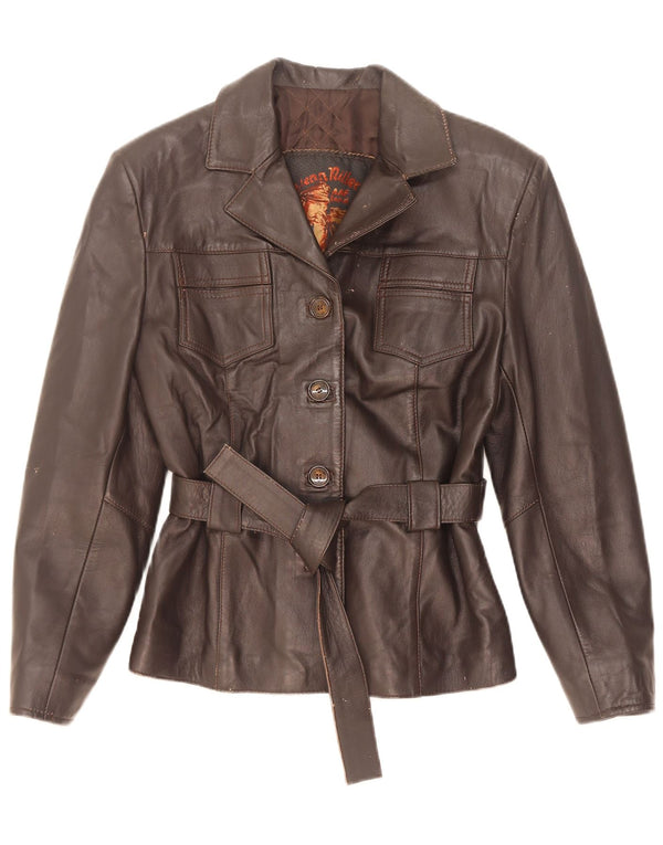 Vintage Damen Lederjacke UK 10 Klein Braun