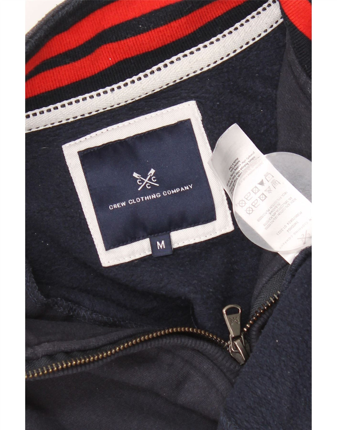 Crew Clothing Mens Zip Neck Sweatshirt Jumper Medium Navy Blue Cotton