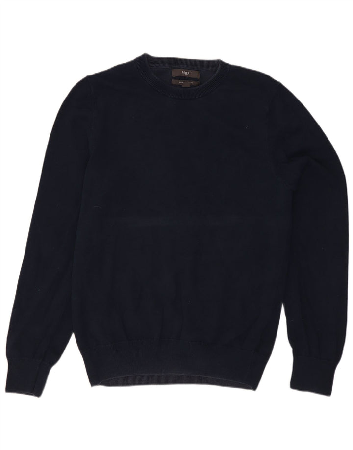 Marks & Spencer Womens Crew Neck Jumper Sweater UK 10 Small Navy Blue