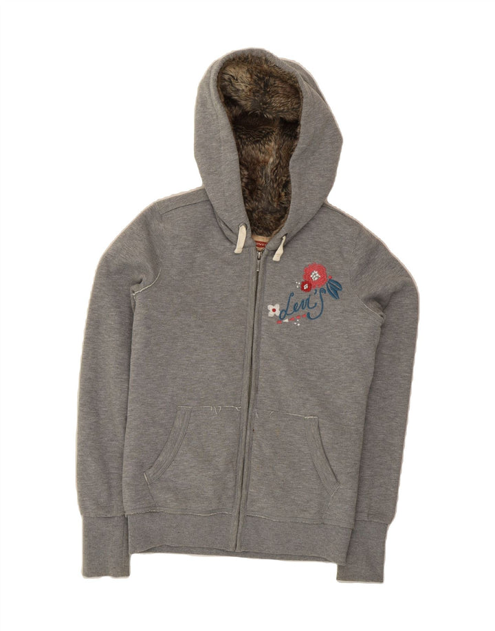 LEVI'S Girls Graphic Zip Hoodie Sweater 15-16 Years Grey Cotton Vintage Levi's and Second-Hand Levi's from Messina Hembry 
