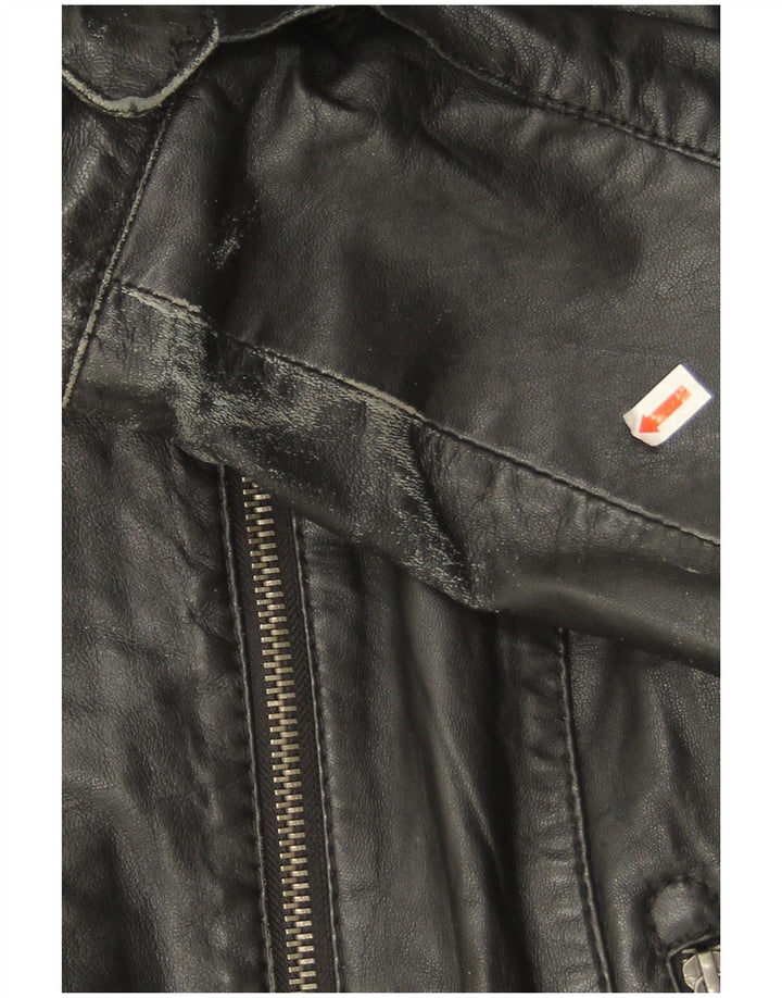 Gipsy Womens Leather Biker Jacket UK 14 Medium Black Leather