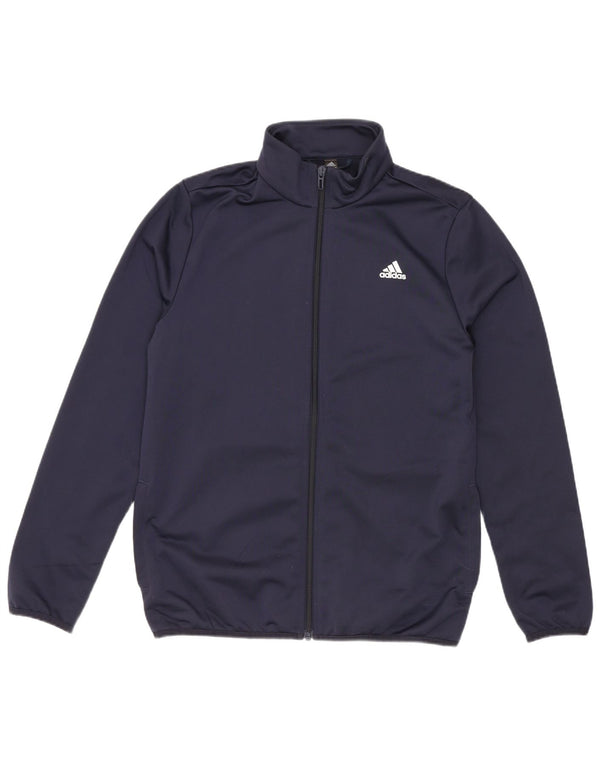 Adidas Boys Graphic Tracksuit Top Jacket 13-14 Years Navy Blue Polyester