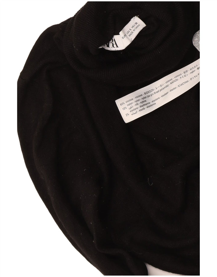 Zara Womens Roll Neck Jumper Sweater UK 10 Small Black Viscose