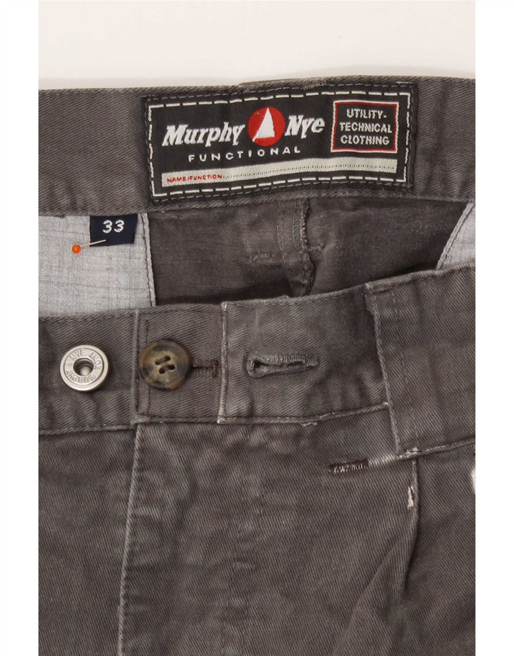 Murphy & Nye Mens Straight Cargo Trousers W33 L28 Grey Cotton