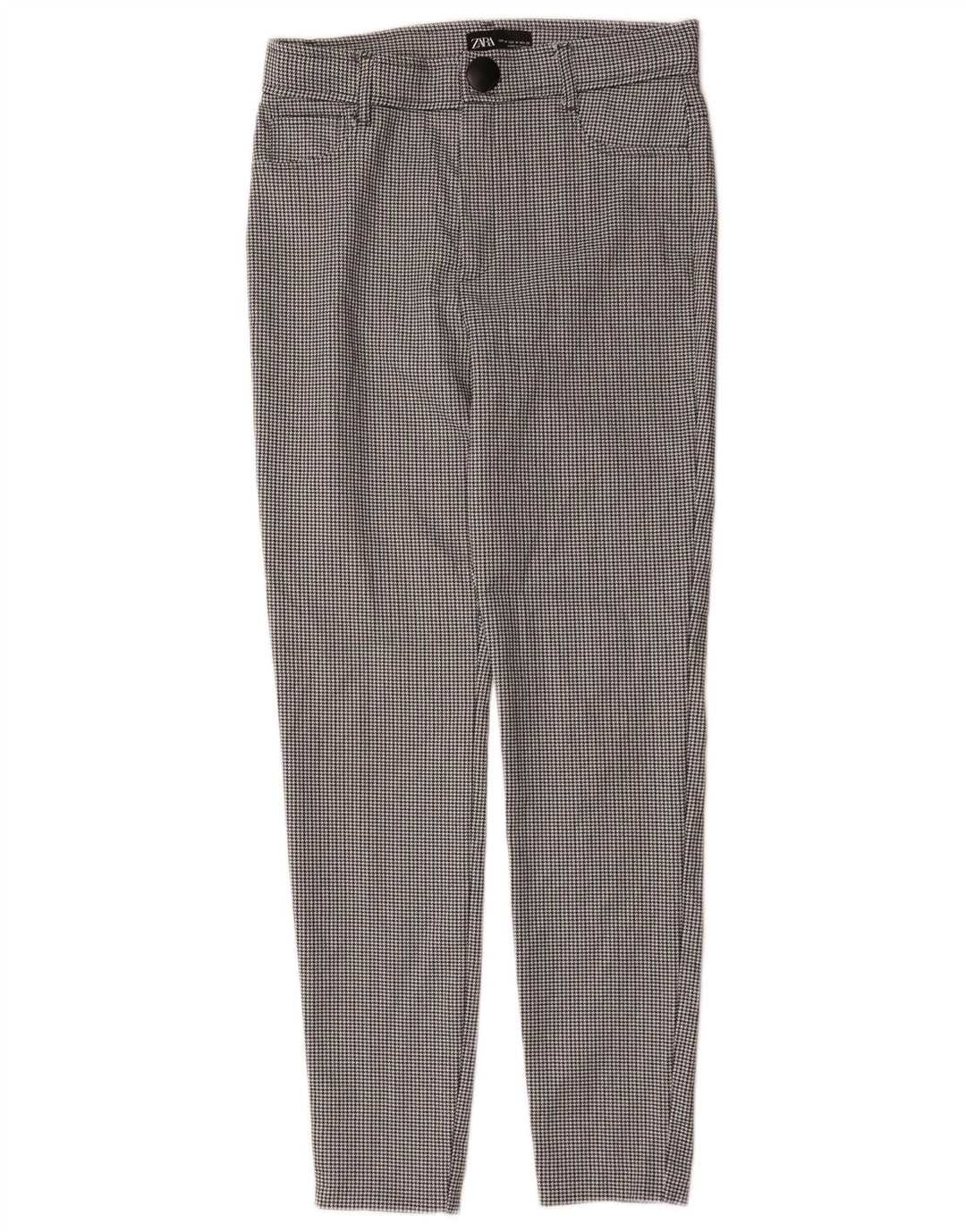 Zara Womens Slim Casual Trousers Medium W28 L27 Black Houndstooth