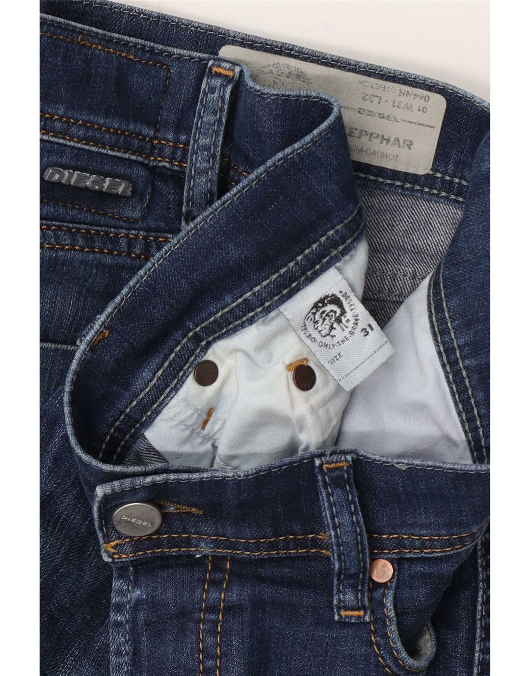 Diesel Uomo Tepphar Regular Carota Slim Jeans W31 L32 Blu