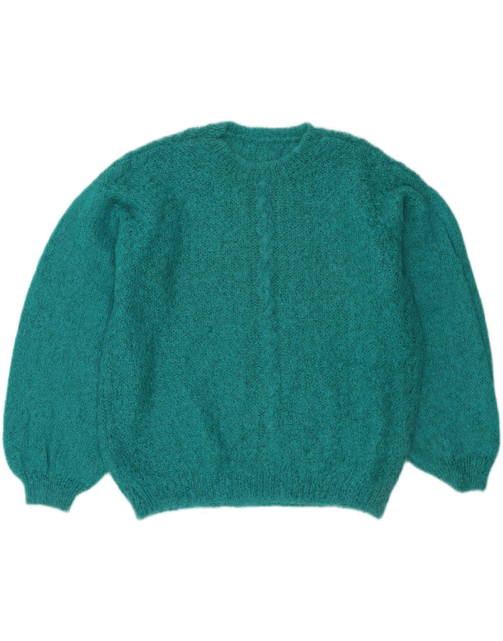 VINTAGE Womens Crew Neck Jumper Sweater UK 14 Medium Turquoise Vintage Vintage and Second-Hand Vintage from Messina Hembry 