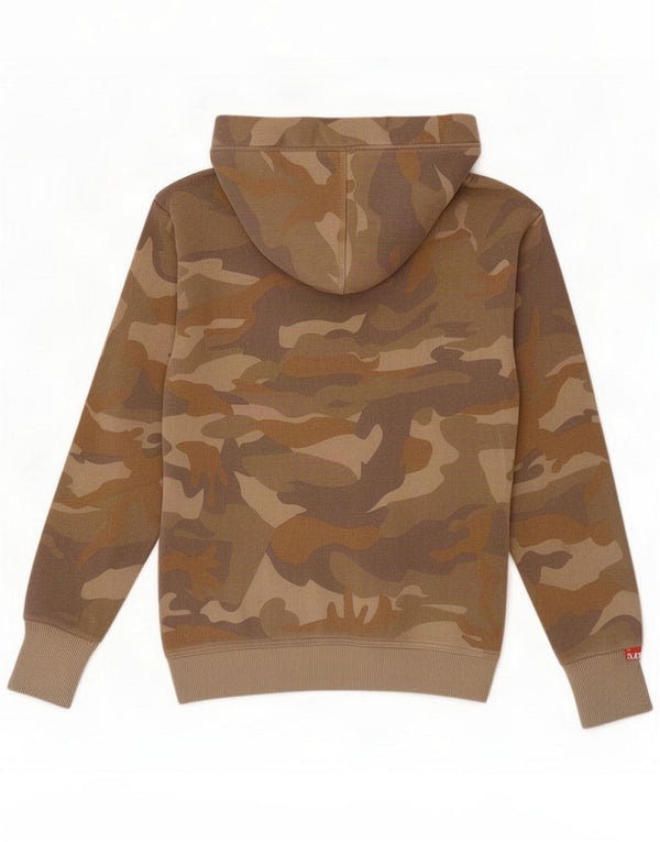 Superdry hættetrøje til kvinder med lynlås UK 10 Small Khaki Camouflage Cotton