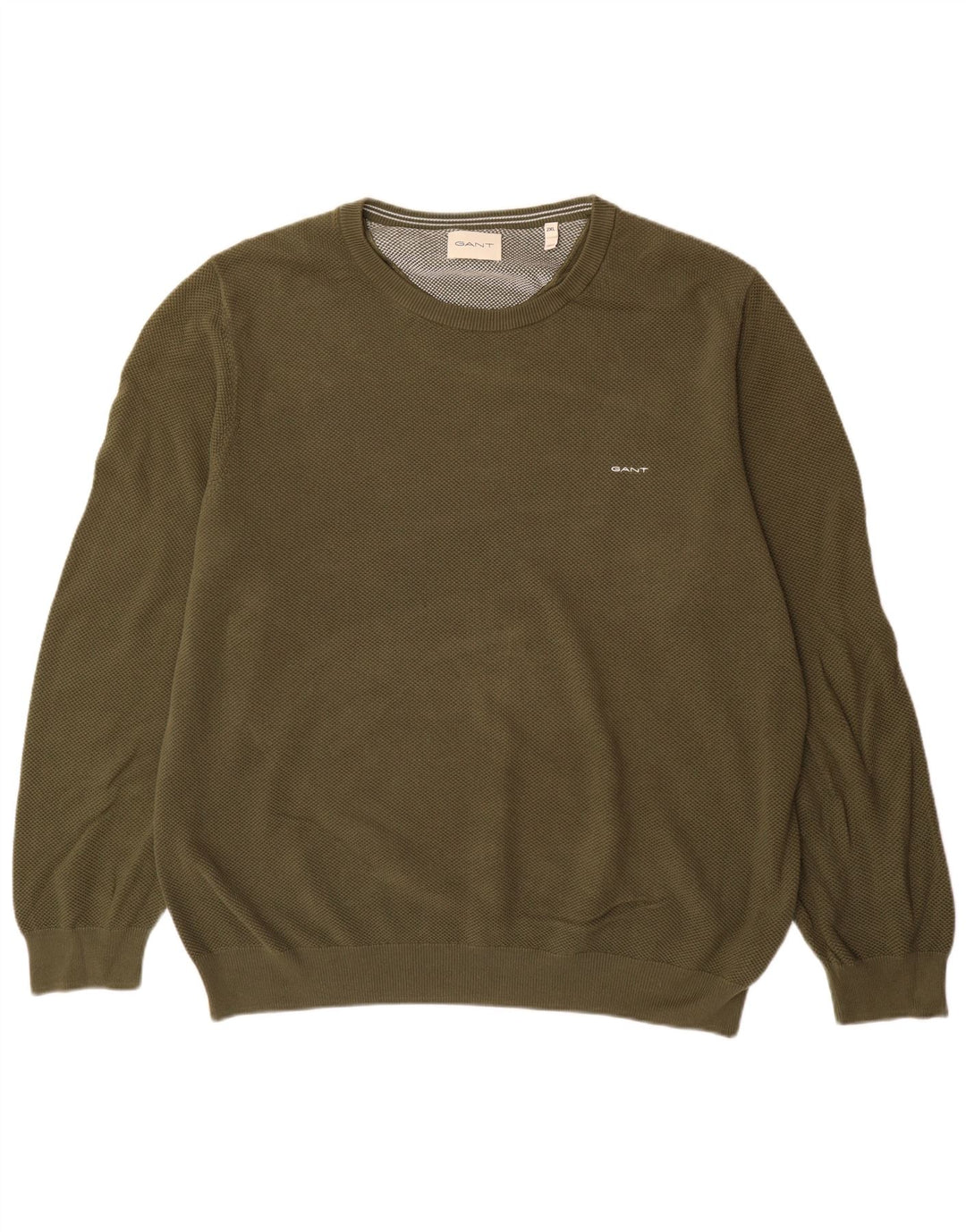 Gant Mens Crew Neck Jumper Sweater 2XL Khaki Cotton