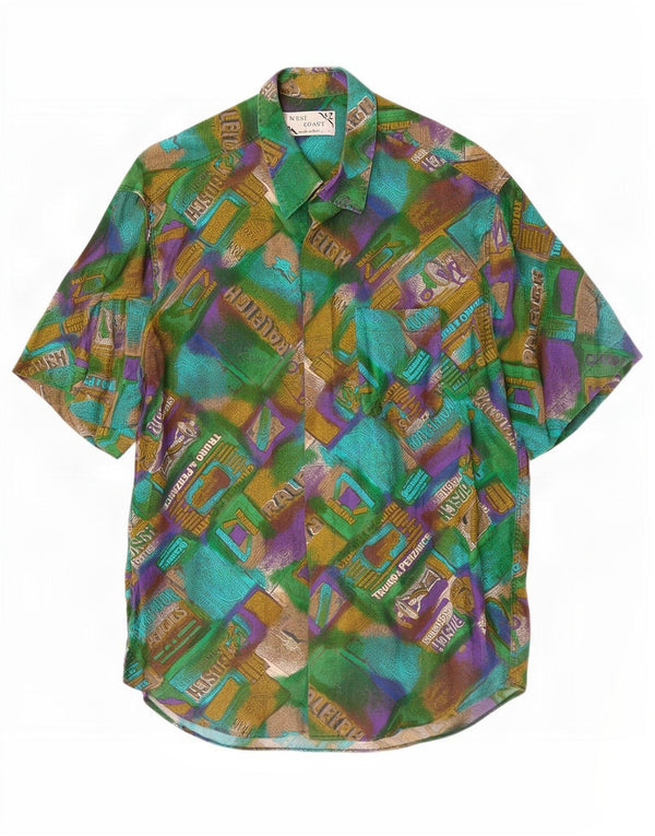 West Coast Herre grafisk kortærmet skjorte XL Grøn Patchwork Viscose