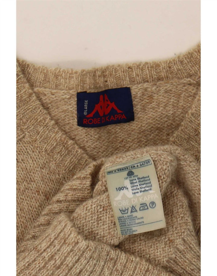 Kappa Pull col V pour homme en laine mouchetée Beige Large