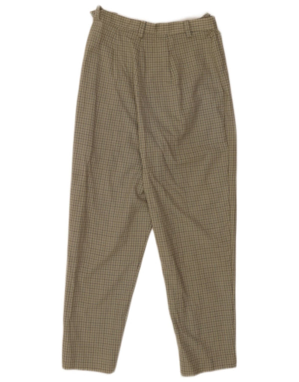 VIAMAGGIO Womens High Waist Tapered Cropped Trousers W26 L24 Khaki Gingham