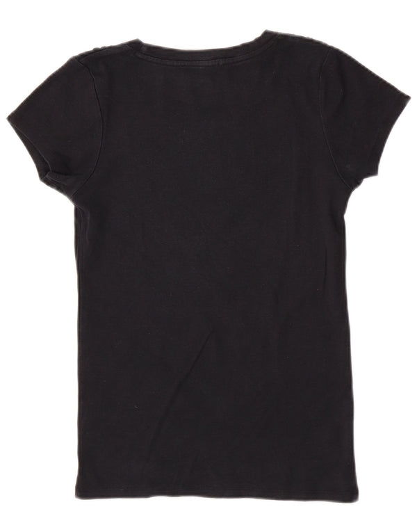 Liu Jo Damen Grafik-T-Shirt-Oberteil UK 14 Large Schwarz Baumwolle