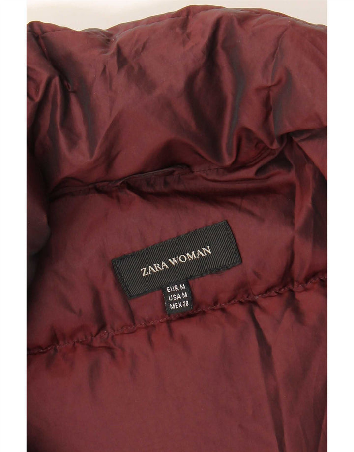 Zara Mujer Chaqueta Acolchada UK 44 Medium Borgoña