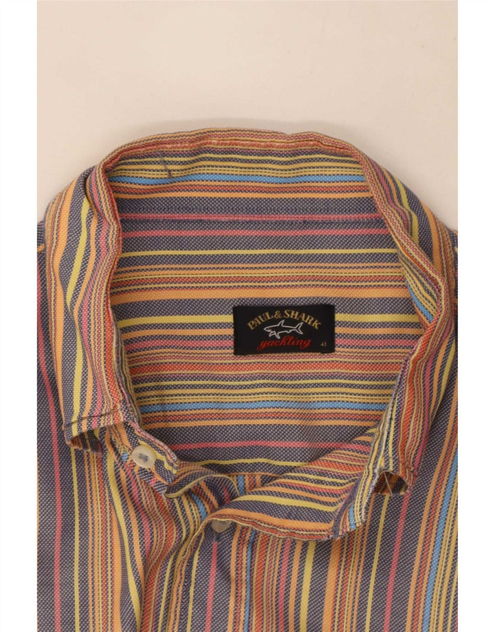 Paul & Shark Mens Flannel Shirt Size 41 Large Multicoloured Striped Cotton
