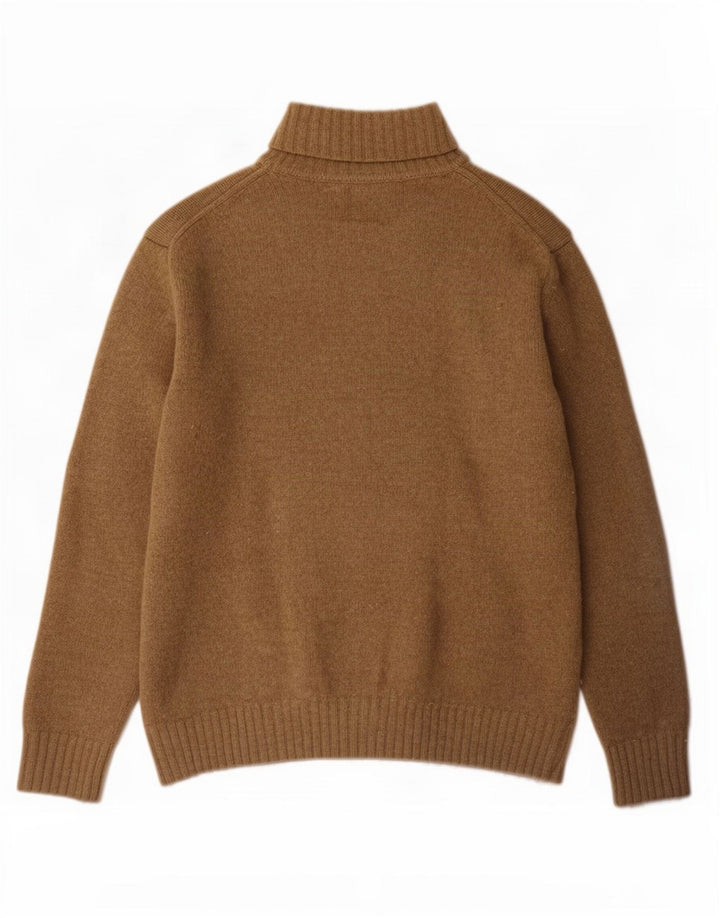 Zara Mens Roll Neck Jumper Sweater Large Beige Wool