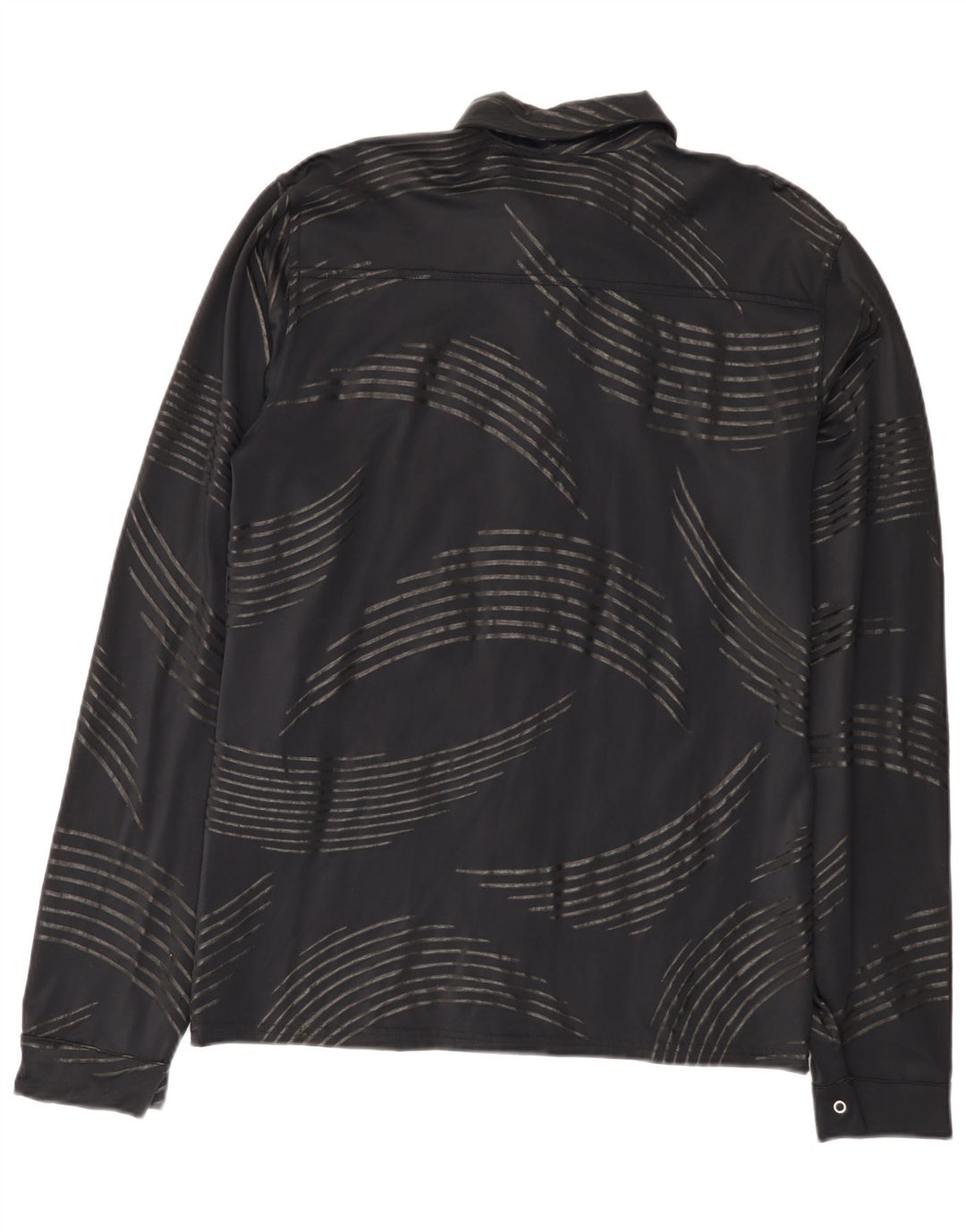 Vintage Mens Abstract Pattern Shirt Small Black Polyamide