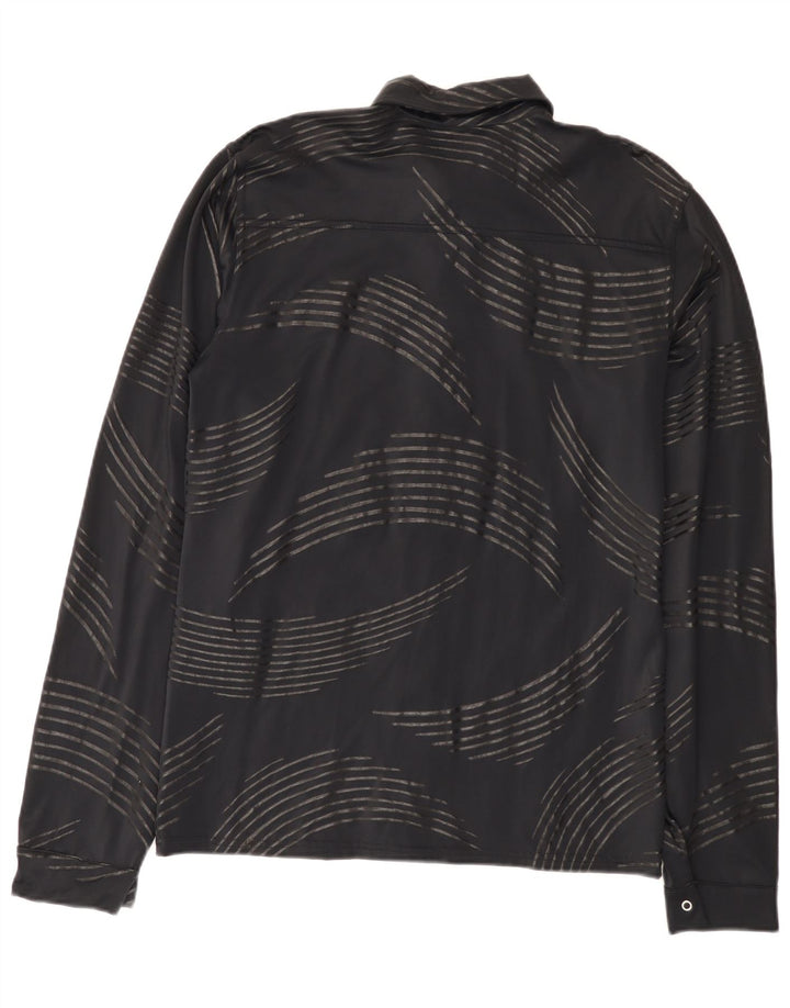 Vintage Mens Abstract Pattern Shirt Small Black Polyamide