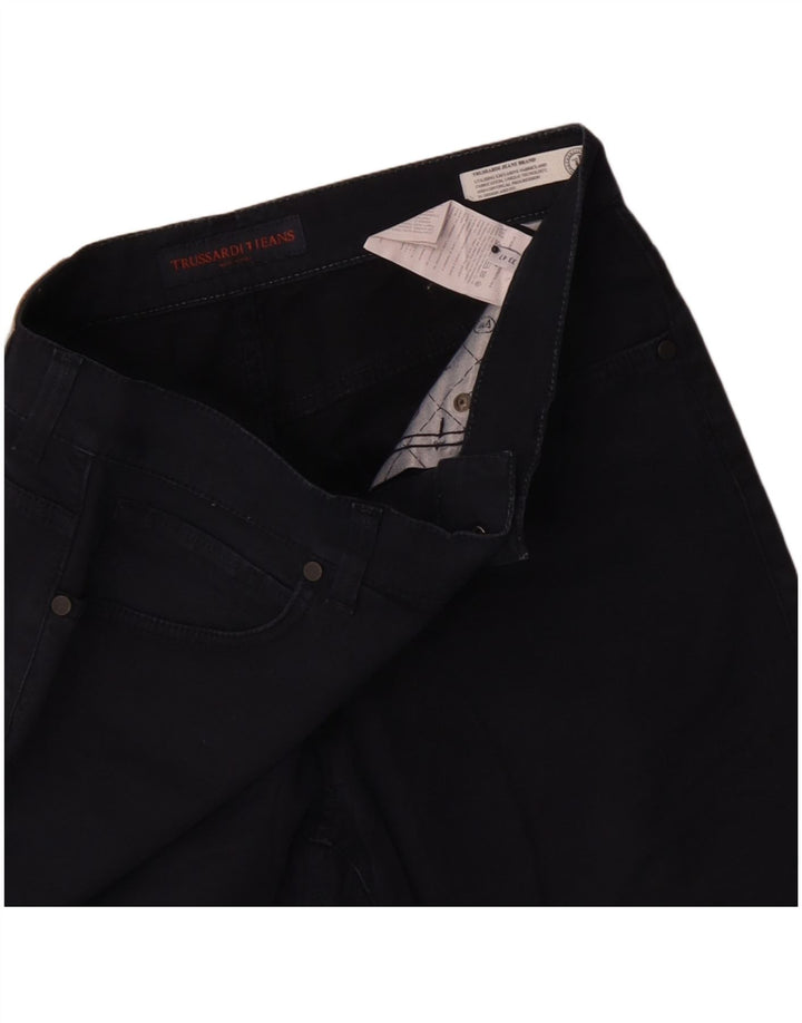 Trussardi Mens Straight Casual Trousers W33 L27 Navy Blue Polyester