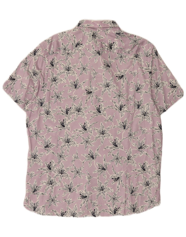 Ted Baker Herren-Kurzarmhemd, Größe 6 2XL, lila Blumenmuster, Baumwolle