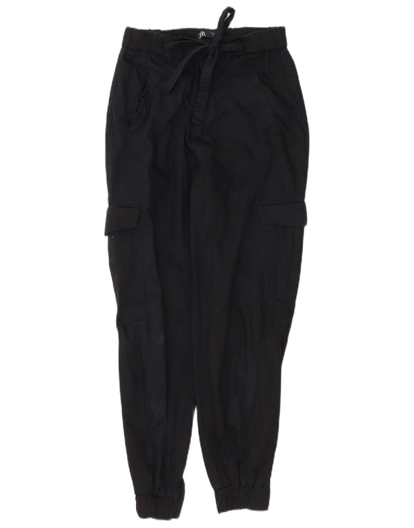 Zara Pantalon Cargo Joggers Femme Petit W26 L27 Coton Noir