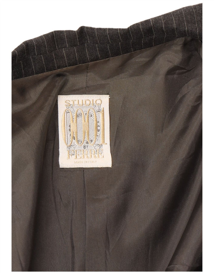 Ferre Womens 001 1 Button Blazer Jacket UK 16 Large Grey Pinstripe Acetate