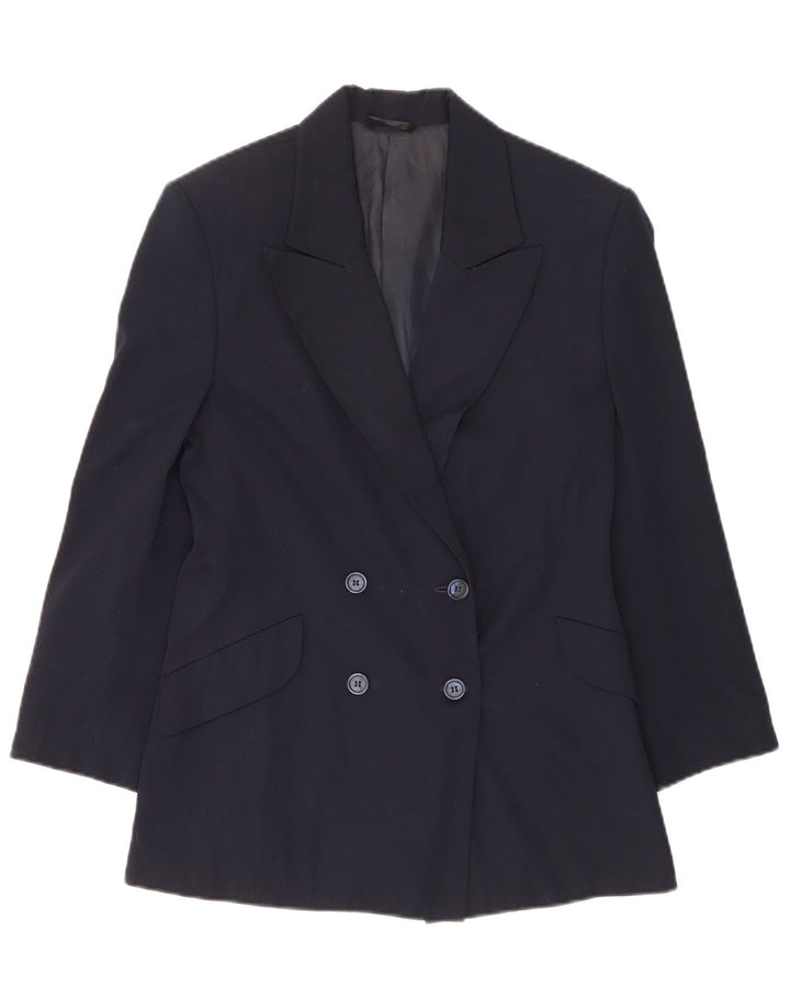 Benetton Womens Double Breasted Blazer Jacket IT 40 Small Navy Blue