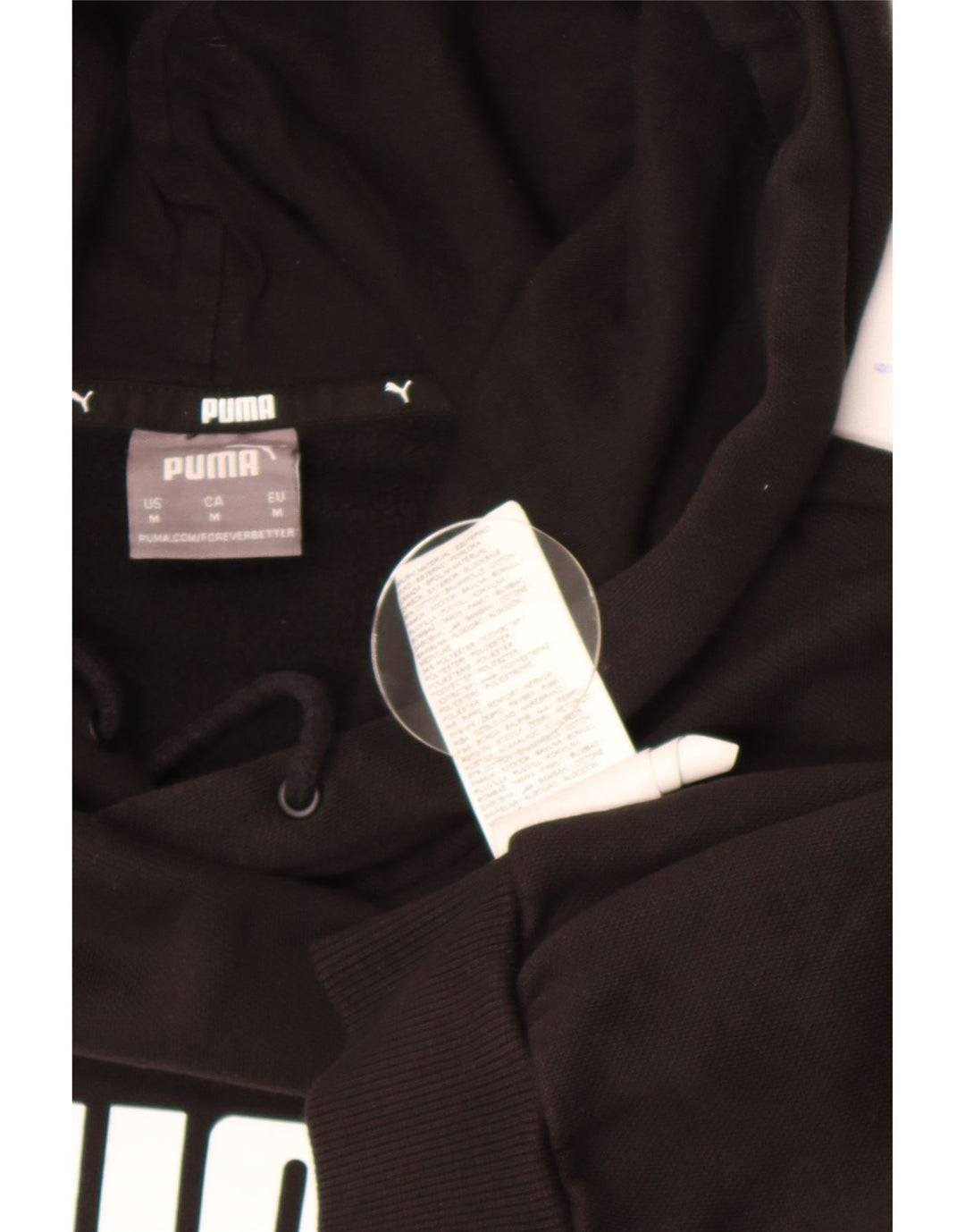 Puma Mens Graphic Hoodie Jumper Medium Black Cotton