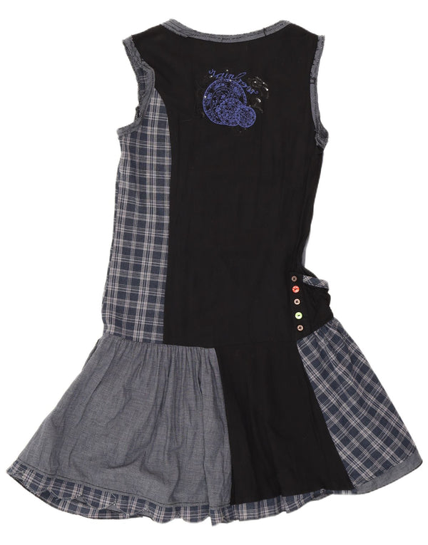 Desigual Dame Drop Waist Dress EU 38 Medium Navy Blue Patchwork