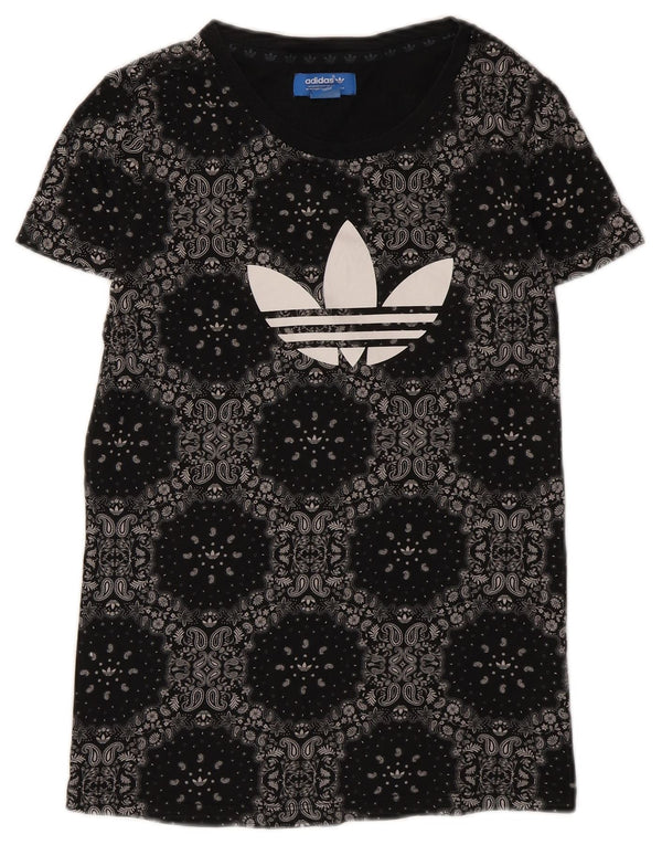 Adidas T-shirt graphique pour femme UK 14 en coton cachemire noir moyen
