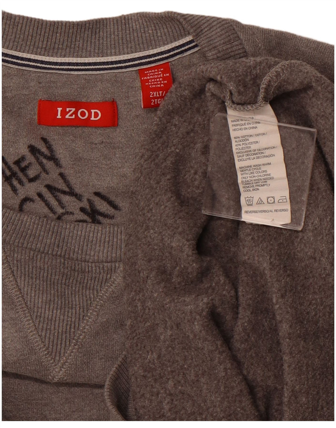 Izod Herren Sweatshirt Pullover 2XL Grau Baumwolle