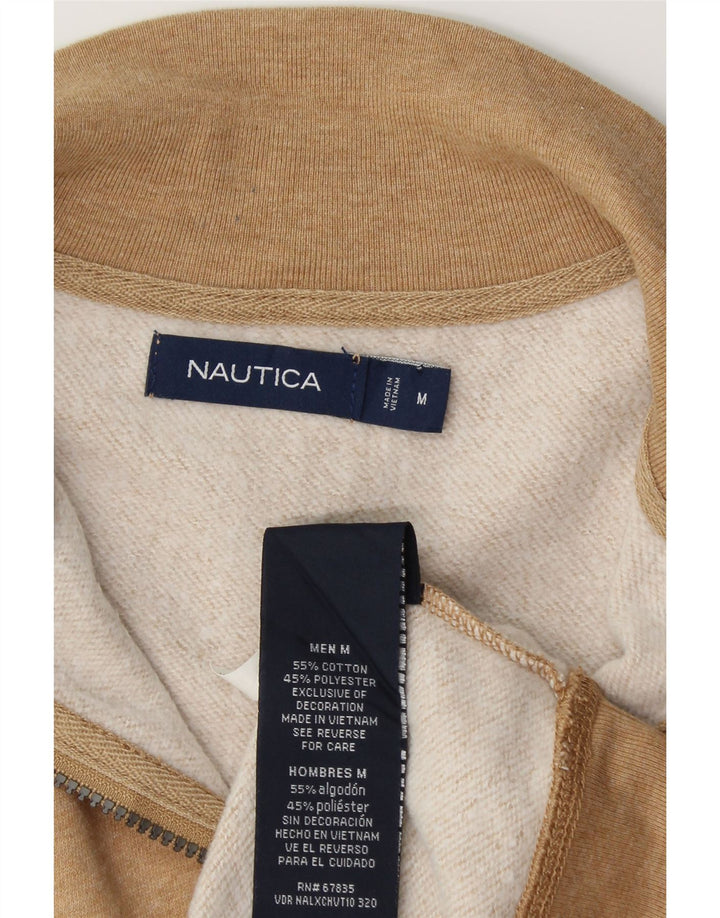 NAUTICA Mens Zip Neck Sweatshirt Jumper Medium Brown Cotton Vintage Nautica and Second-Hand Nautica from Messina Hembry 