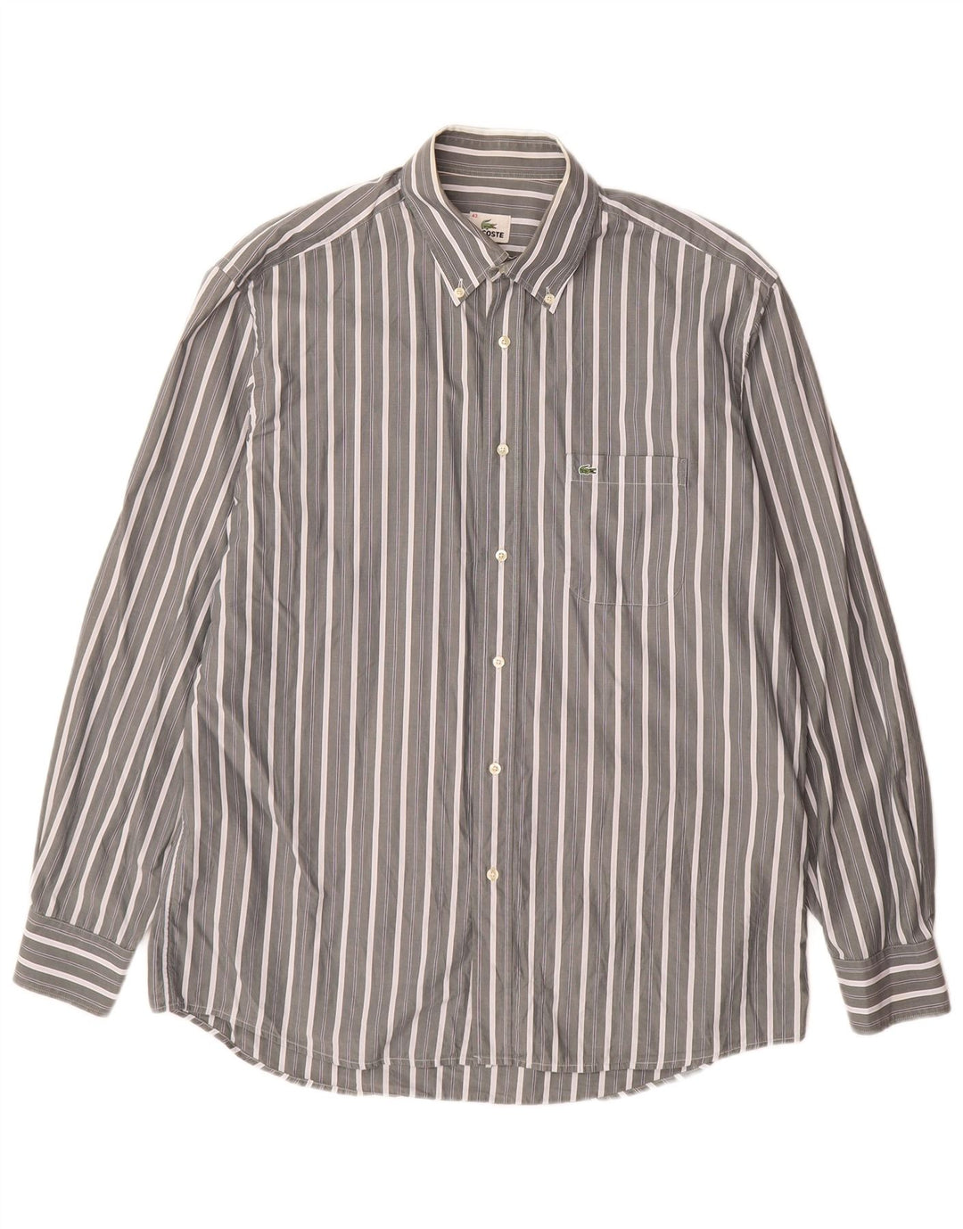 Camicia da uomo LACOSTE taglia 43 grande cotone a righe grigie