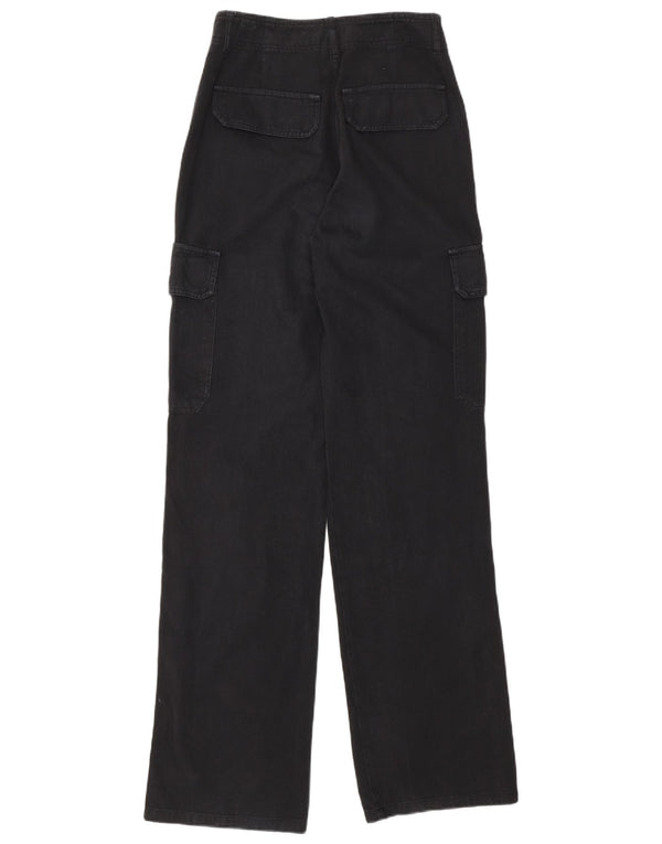 Zara Dame Loose Fit Cargo Bukser EU 32 2XS W22 L32 Sort Bomuld