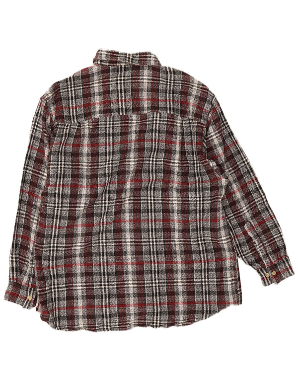 Vintage Mens Flannel Shirt Size 16 1/2 Large Grey Check Cotton