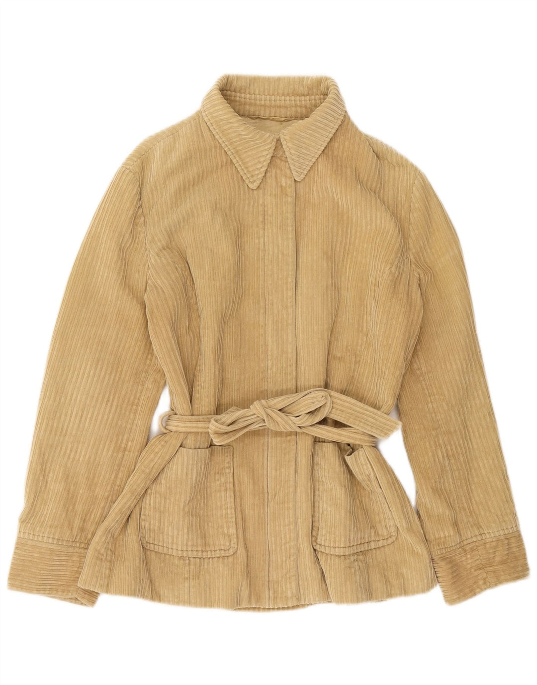 Belfe & Belfe Womens Oversized Corduroy Jacket UK 10 Small Beige Cotton
