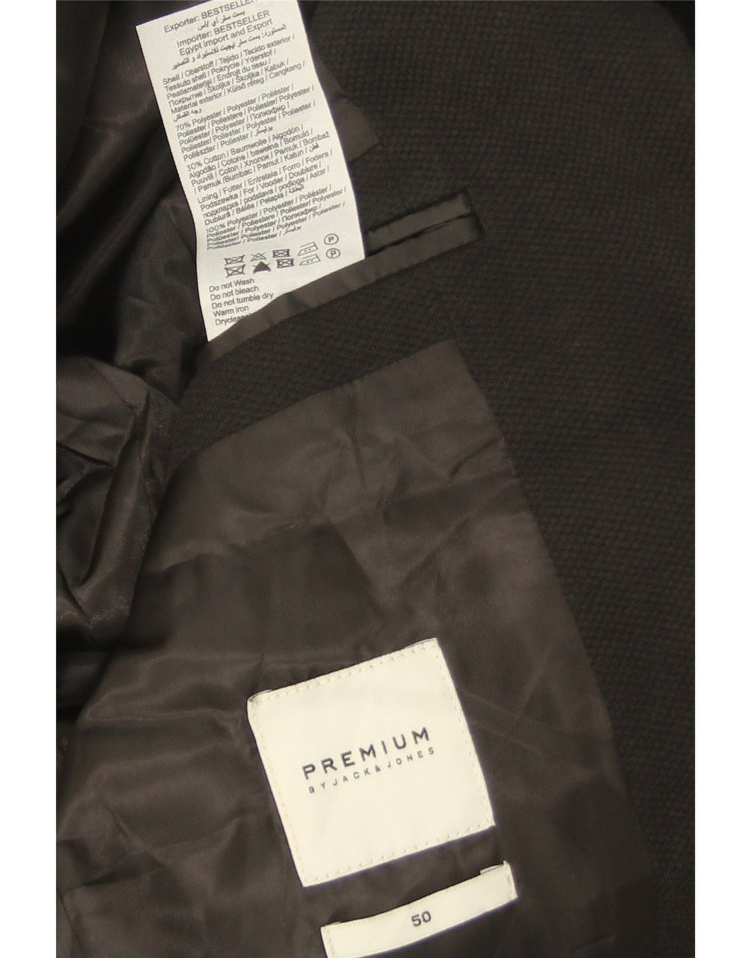 Jack & Jones Mens 2 Button Blazer Jacket EU 50 Large Black Polyester