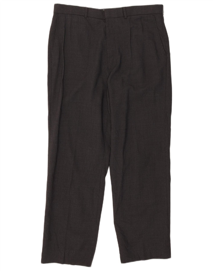 Marks & Spencer Mens Pegged Suit Trousers W34 L29 Grey Pinstripe Polyester