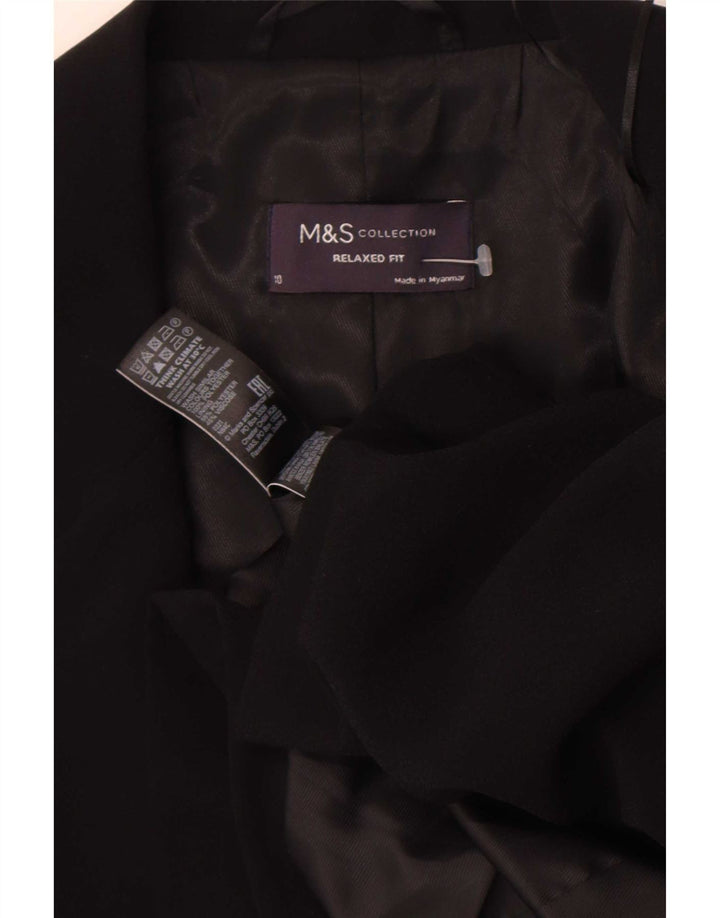 Jaqueta blazer feminina de manga 3/4 da Marks & Spencer Reino Unido 10 pequena preta